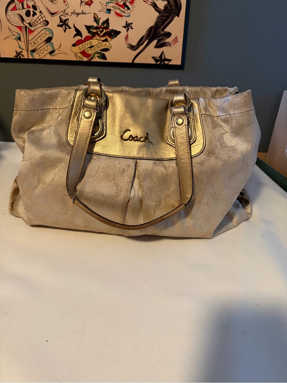 Coach Ashley Metallica Gold Signature Satchel 15807
